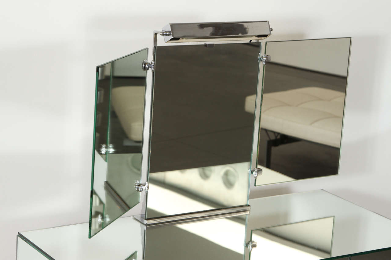 Jacques Adnet Mirrored Vanity For Sale 1